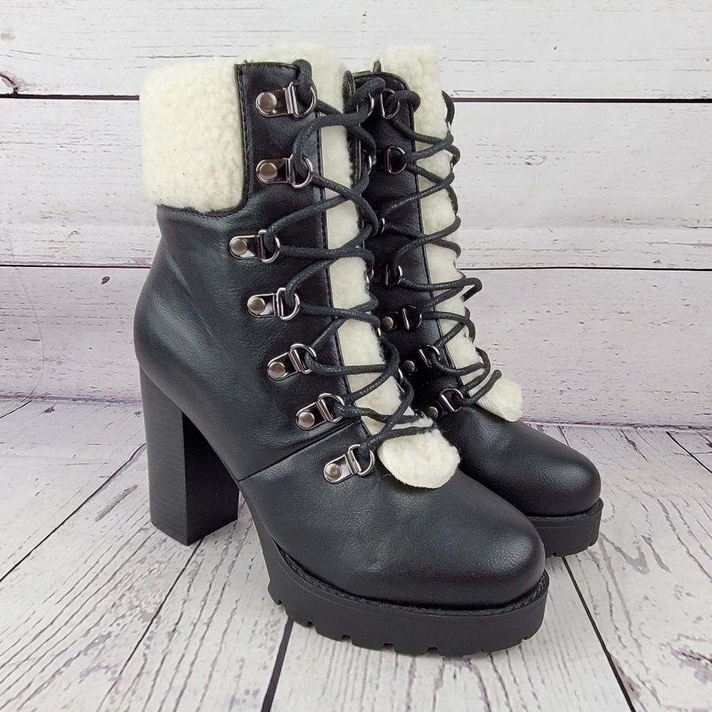*SALE New Forever Faux Fur Heeled Ankle Boots